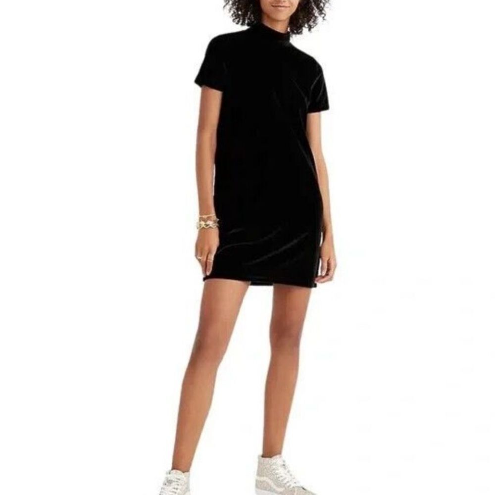 Madewell Black Velvet Shift Dress Size Small